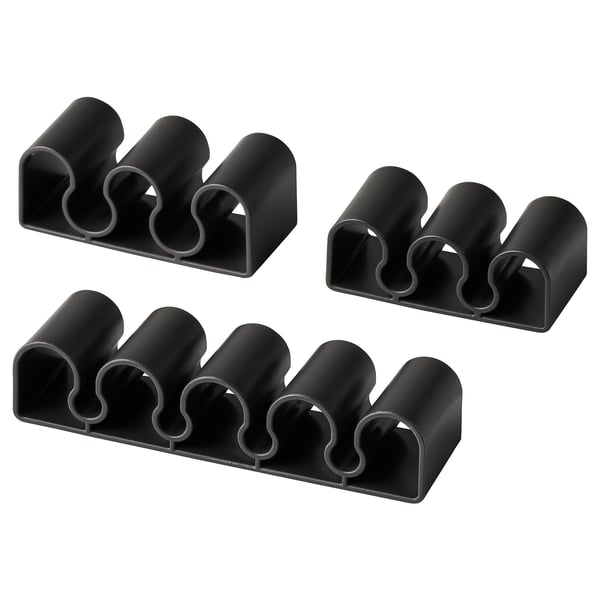 KALKSTUFF cable holder, set of 3, dark grey, 7.1x2.0 cm