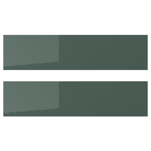 KALLARP drawer front, high-gloss dark grey-green, 40x10 cm, 2 pack
