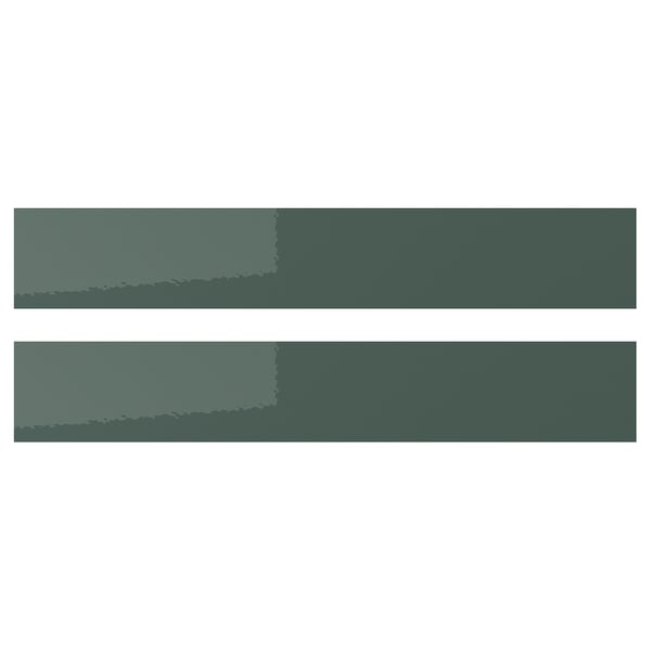 KALLARP drawer front, high-gloss dark grey-green, 60x10 cm, 2 pack