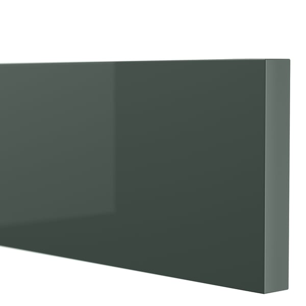 KALLARP drawer front, high-gloss dark grey-green, 60x10 cm, 2 pack