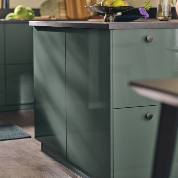 KALLARP cover panel, high-gloss dark grey-green, 39x86 cm