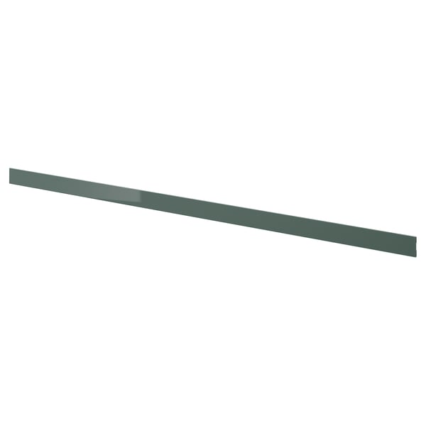 KALLARP plinth, high-gloss dark grey-green, 220x8 cm