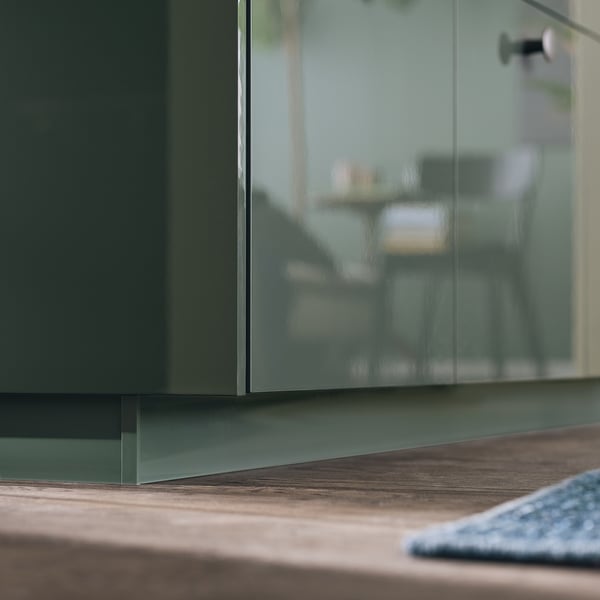 KALLARP plinth, high-gloss dark grey-green, 220x8 cm