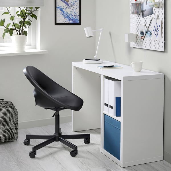 KALLAX / ELDBERGET desk and chair, white/dark grey black
