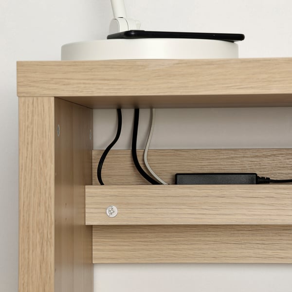 KALLAX / ELDBERGET desk and chair, white stained oak effect/dark grey black