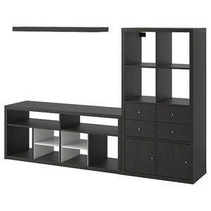 Ikea KALLAX / LACK - TV storage combination, black-brown, 224x39x147 cm