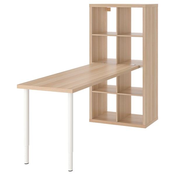 KALLAX / LAGKAPTEN desk combination, white/white stained oak effect, 77x179x147 cm