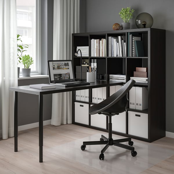KALLAX / LAGKAPTEN desk combination, black/black-brown, 147x179x147 cm
