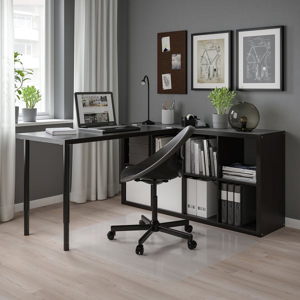 KALLAX / LAGKAPTEN desk combination, black/black-brown, 77x159x147 cm