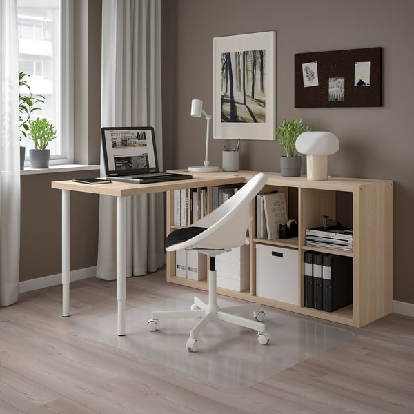 KALLAX / LINNMON desk combination, white/white stained oak effect, 77x139x147 cm