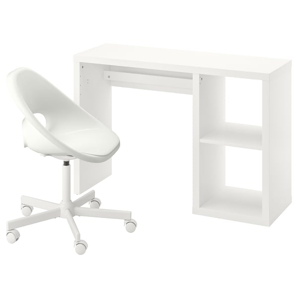 KALLAX / LOBERGET desk and chair, white