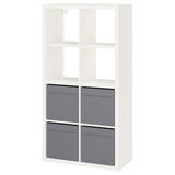 KALLAX shelving unit, white/Dröna dark grey, 77x39x147 cm