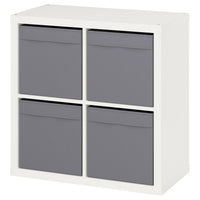 KALLAX shelving unit, white/Dröna dark grey, 77x39x77 cm
