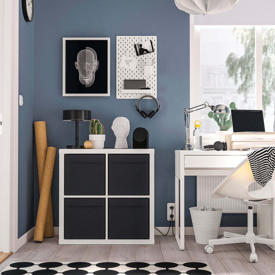 KALLAX shelving unit, white/Dröna black, 77x39x77 cm