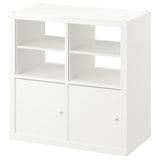 KALLAX shelving unit, with 2 doors/with 2 shelf inserts white, 77x77 cm