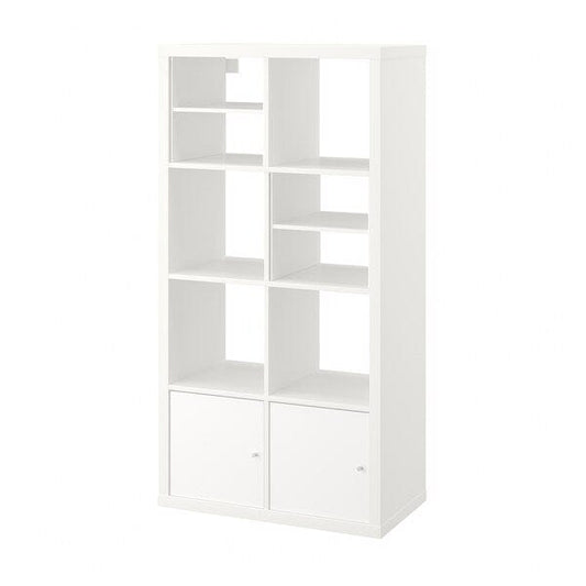 Ikea KALLAX - Shelving unit, with 2 doors/with 2 shelf inserts white, 147x77 cm