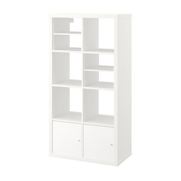 Ikea KALLAX - Shelving unit, with 2 doors/with 2 shelf inserts white, 147x77 cm