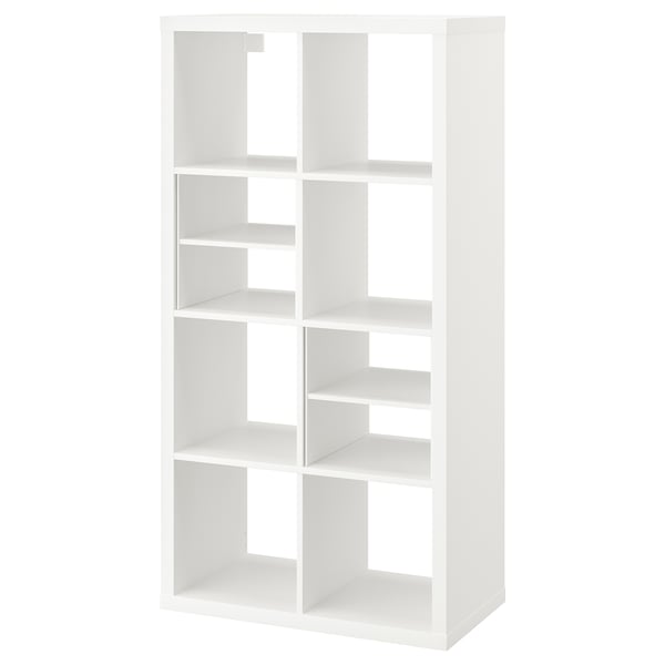 KALLAX shelving unit, with 2 shelf inserts/white, 147x77 cm