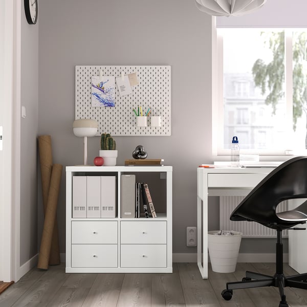 KALLAX shelving unit, with 4 drawers/white, 77x77 cm