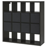 KALLAX shelving unit with 8 inserts, black-brown, 147x147 cm