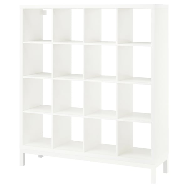 KALLAX shelving unit with underframe, white/white, 147x164 cm