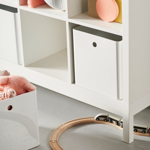 KALLAX shelving unit with underframe, white/white, 147x94 cm