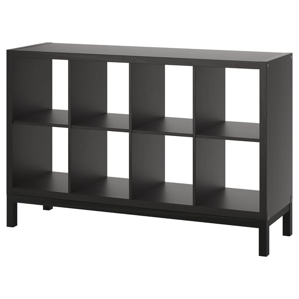 KALLAX shelving unit with underframe, black-brown/black, 147x94 cm