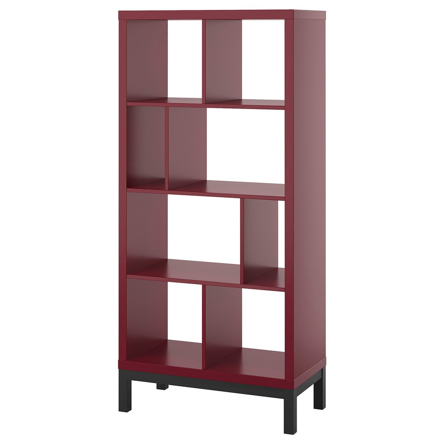 KALLAX shelving unit with underframe, brown-red/black, 77x39x164 cm