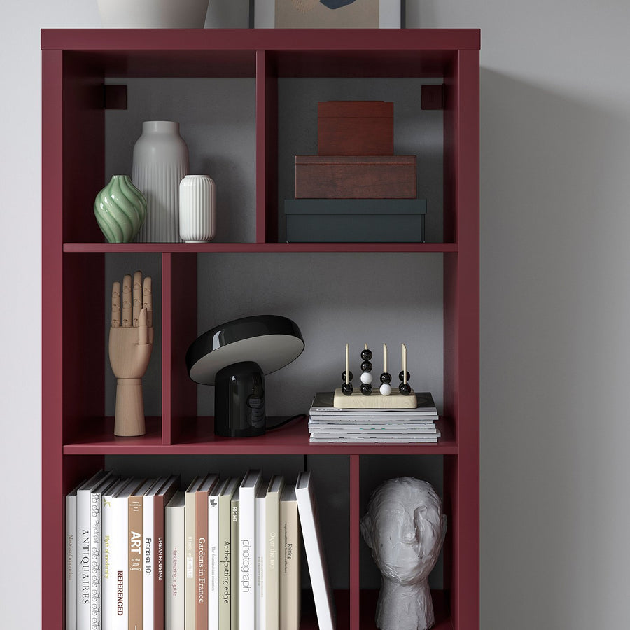 KALLAX shelving unit with underframe, brown-red/black, 77x39x164 cm