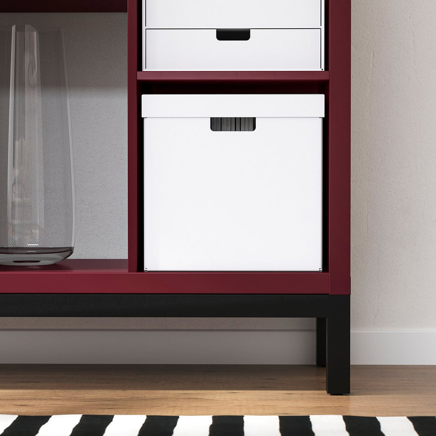 KALLAX shelving unit with underframe, brown-red/black, 147x39x94 cm
