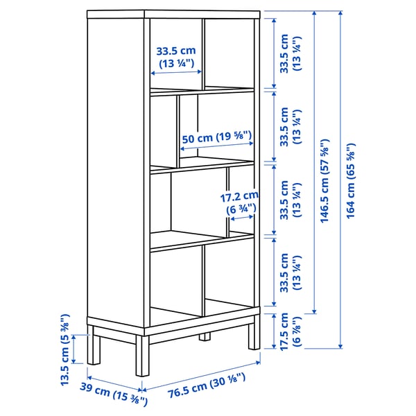 KALLAX shelving unit with underframe, dark green/black, 77x39x164 cm