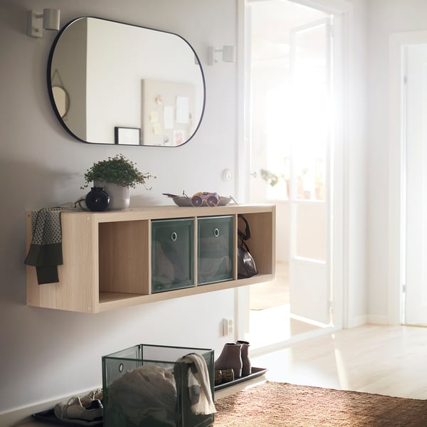 KALLAX shelving unit, white stained oak effect, 42x147 cm