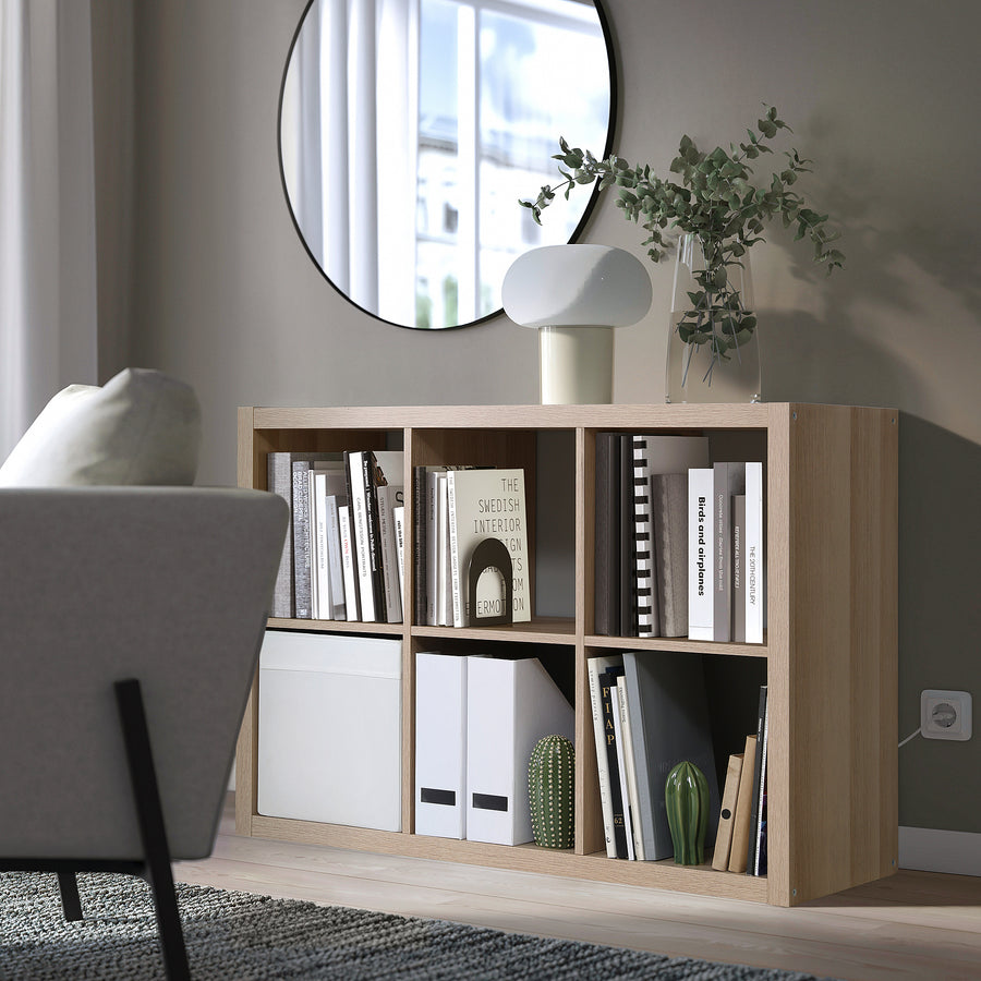 KALLAX shelving unit, white stained oak effect, 77x112 cm