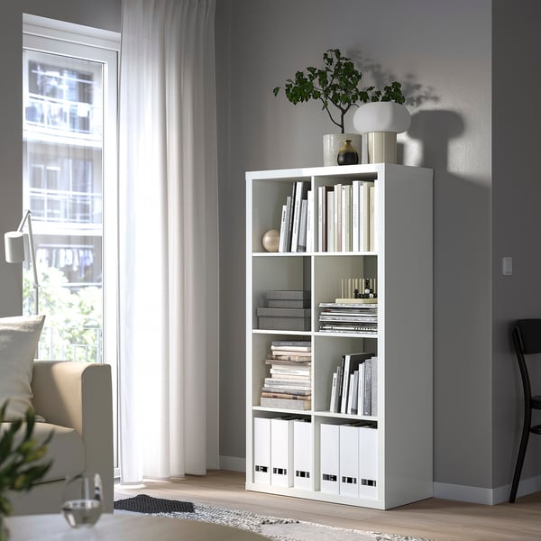 KALLAX shelving unit, high-gloss white, 77x147 cm