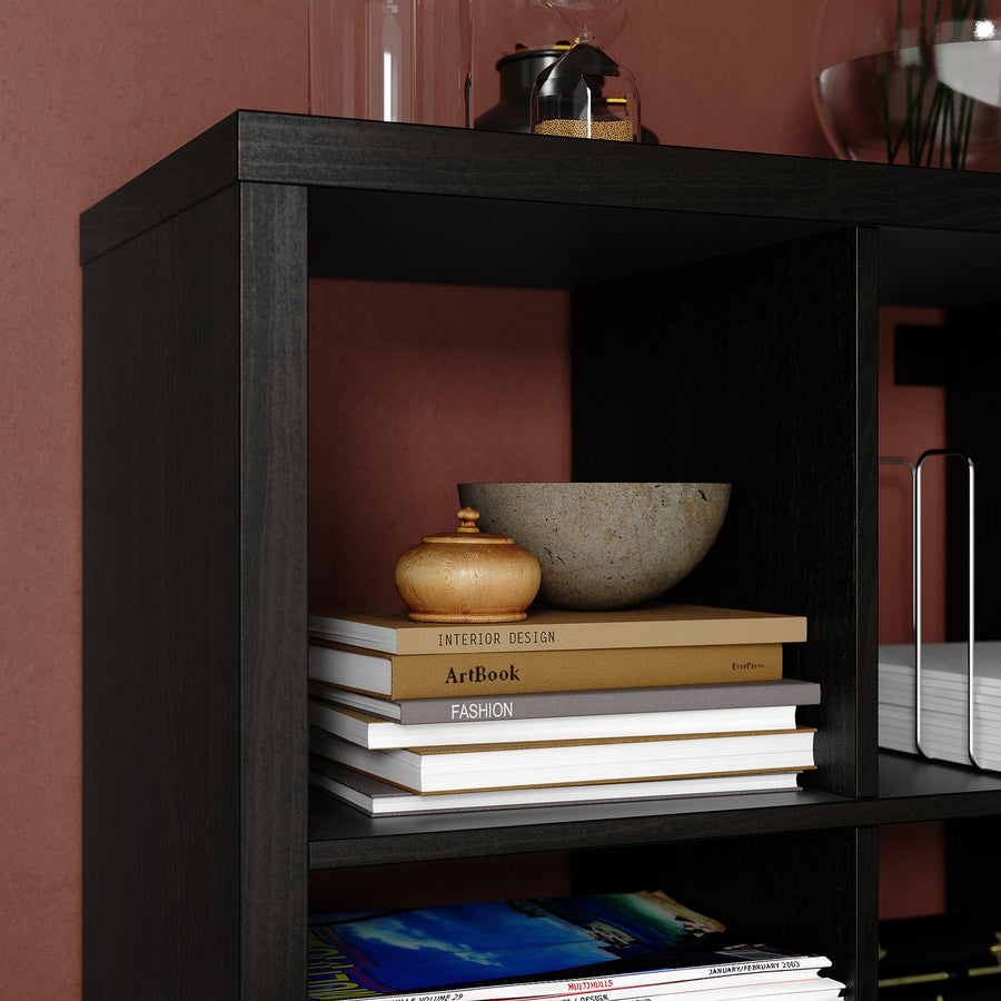 KALLAX shelving unit, black-brown, 112x112 cm