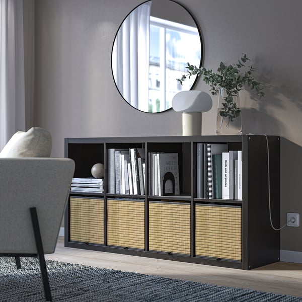 KALLAX shelving unit, black-brown, 77x147 cm