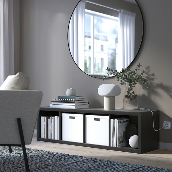 KALLAX shelving unit, black-brown, 42x147 cm