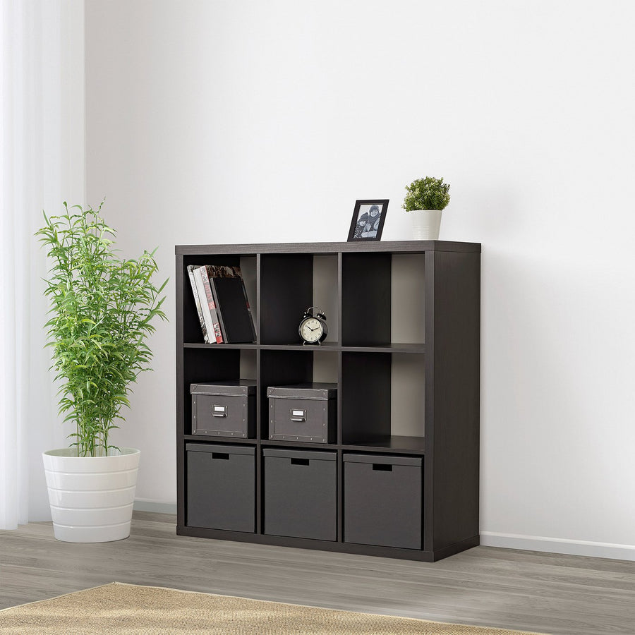 KALLAX shelving unit, black-brown, 112x112 cm