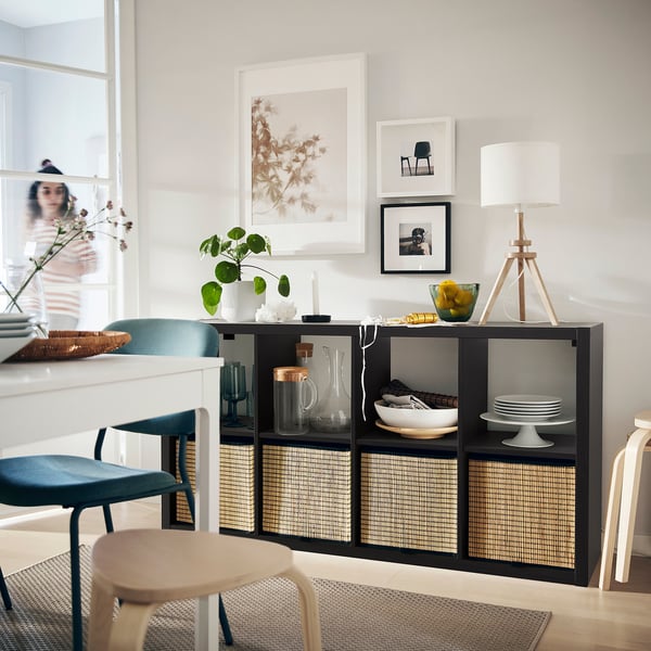 KALLAX shelving unit, black-brown, 77x147 cm