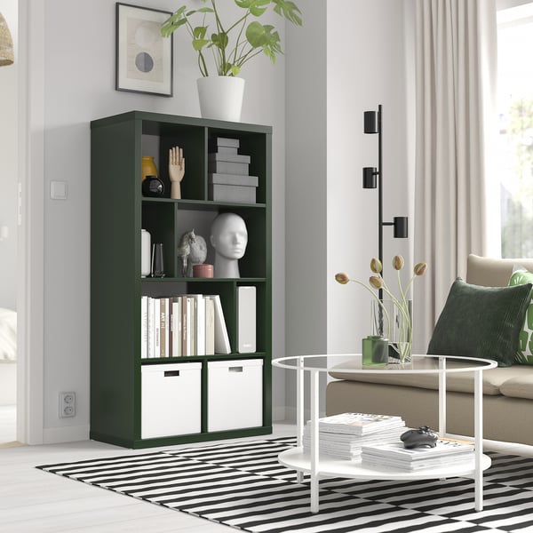 KALLAX shelving unit, dark green, 147x77 cm
