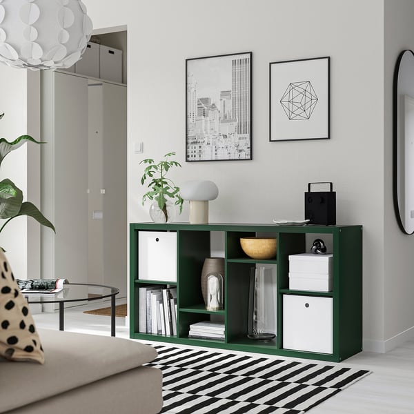 KALLAX shelving unit, dark green, 147x77 cm