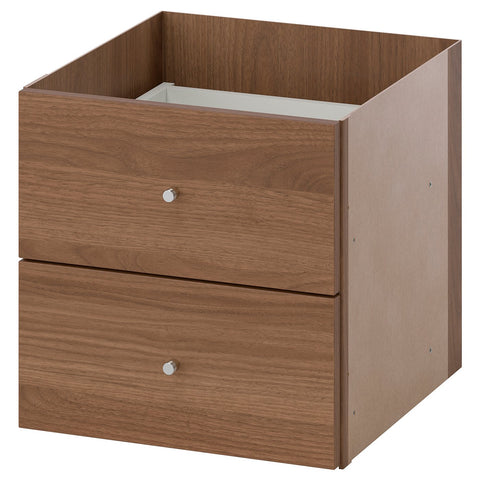 KALLAX insert with 2 drawers, brown walnut effect, 33x33 cm