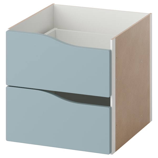 KALLAX insert with 2 drawers, wave shaped/light grey-blue, 33x33 cm