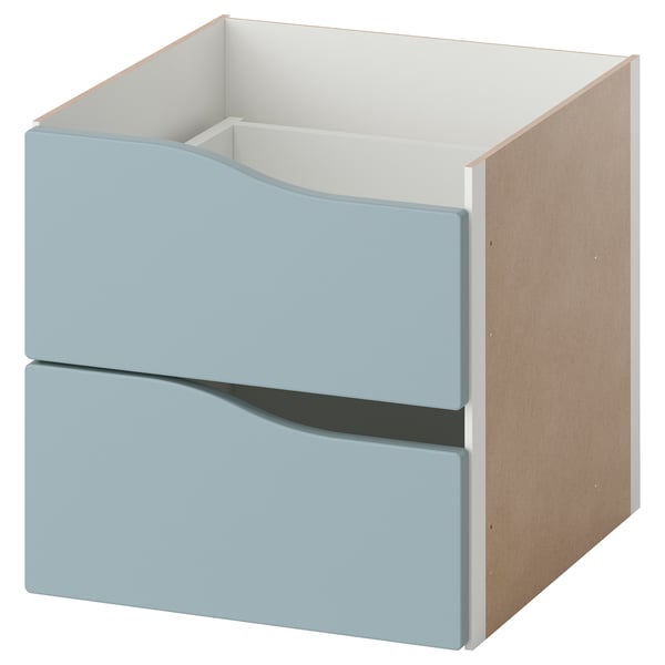 KALLAX insert with 2 drawers, wave shaped/light grey-blue, 33x33 cm