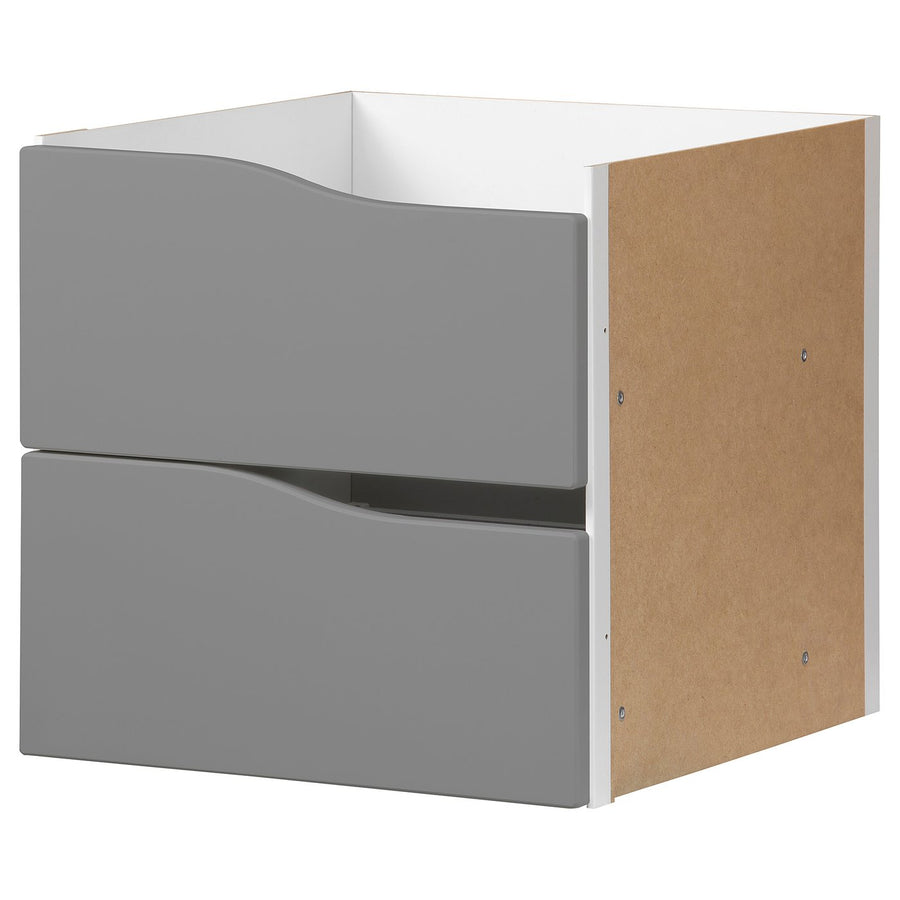 KALLAX insert with 2 drawers, wave shaped/dark grey, 33x33 cm