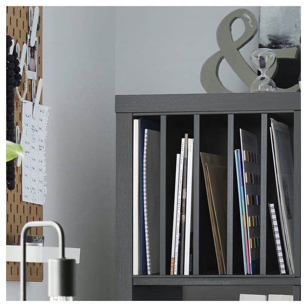 KALLAX insert with 4 shelves, black-brown, 33x33 cm