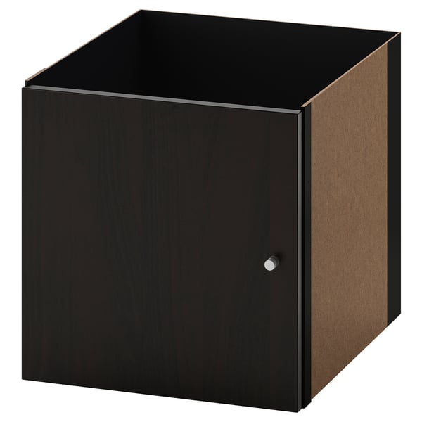 KALLAX insert with door, black-brown, 33x33 cm