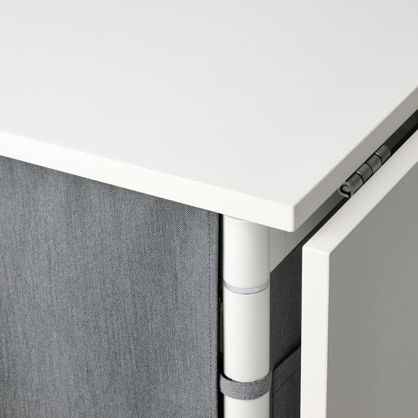 KALLHÄLL - KALLHÄLL Gateleg table with storage, white/light grey, 33/89/145x98 cm