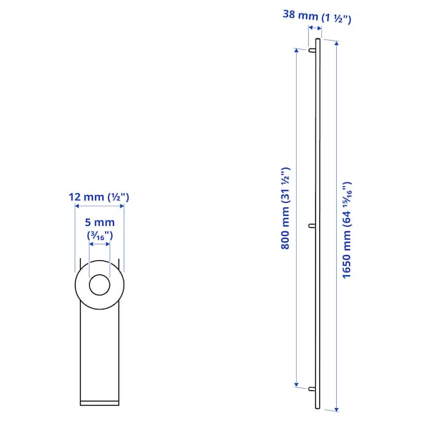 Ikea KALLRÖR - Handle, stainless steel, 1650 mm