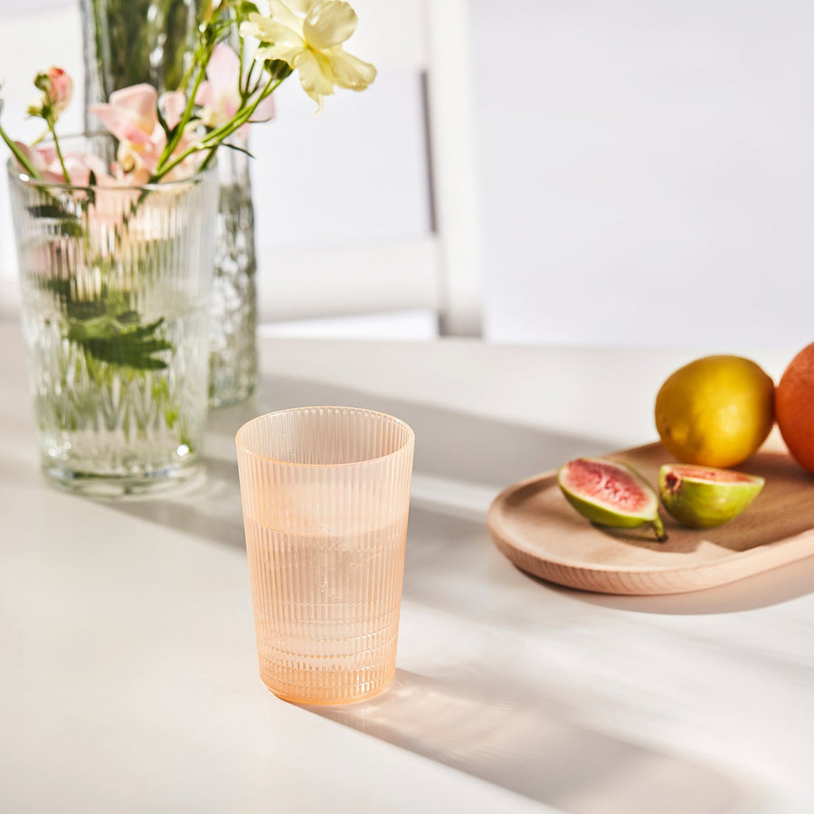 KALLSINNIG glass, plastic/orange, 38 cl